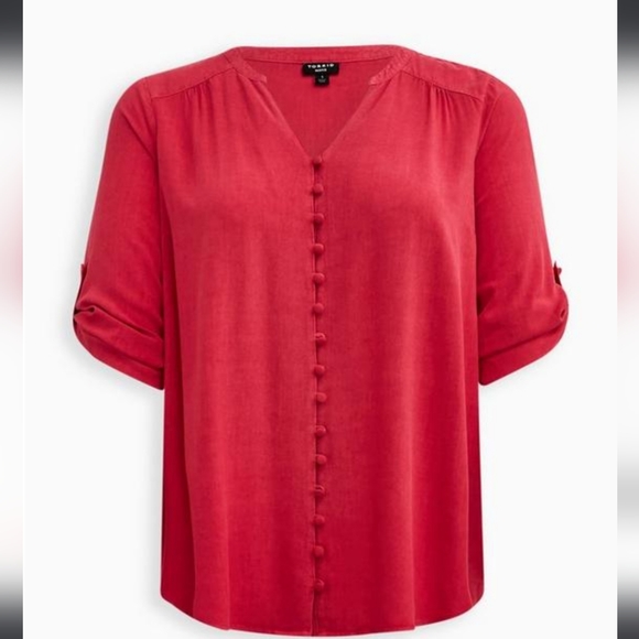 Plus Size 6X New Torrid Harper Challis Button-Front 3/4 Sleeve Blouse shirt top - Picture 5 of 6